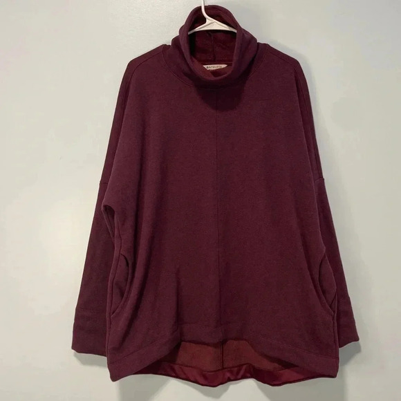 Athleta Cozy Karma Funnel Neck Sweatshirt Pullover Spiced Cabernet Heather Large - Picture 1 of 9